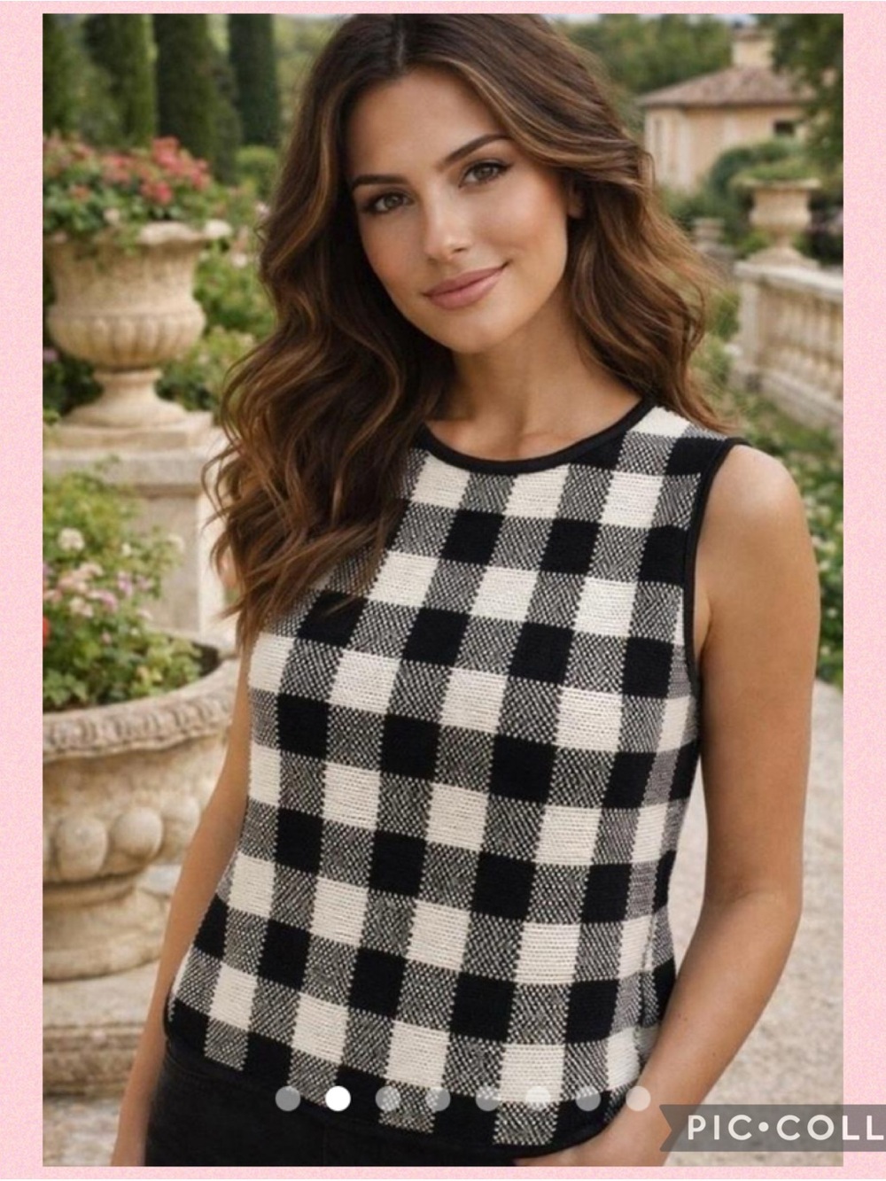 💖Pomander Place Black Check Sleeveless 
Knit Top💖